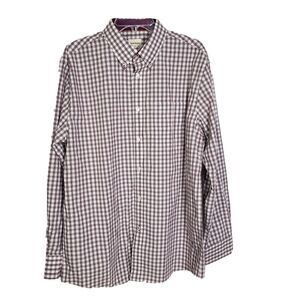 Samuel Windsor Mens Shirt Large Wine Plaid Cotton Button Up Long Sleeve Pocket